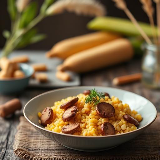 Millet with Ginger, Shiitake Mushrooms, and Corn