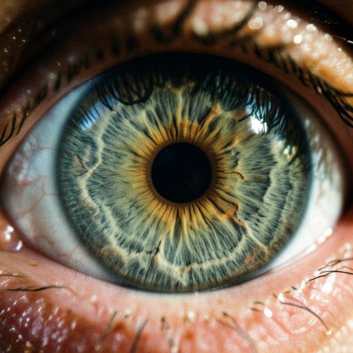 Close-up of a human eye with intricate iris patterns