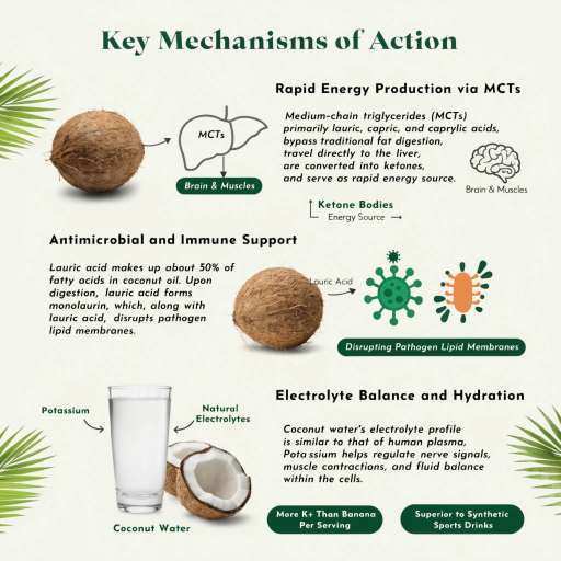 electrolyte balance , hydrration, rapid energy via MCTS, microbial and Immune support