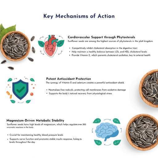 cardiovascular through Phytosterols, potent antioxidant protection, magnesium driven metabolic stability