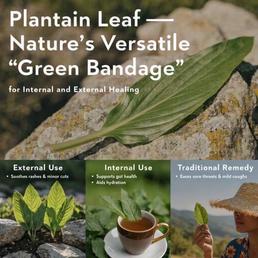 Fresh Young Leaves (Juices/Salads), Plantain Tea, Infusions, Topical Poultice/Standarized Extracts