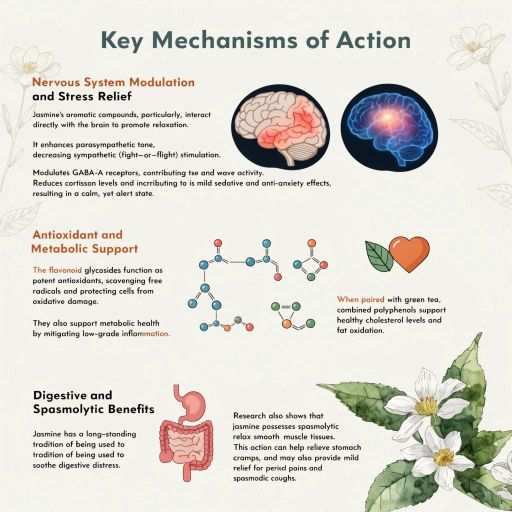 Nervous System Modulation & Stress Relief, Anti-Oxidant, Metabolic, Digestive Spasmolytic