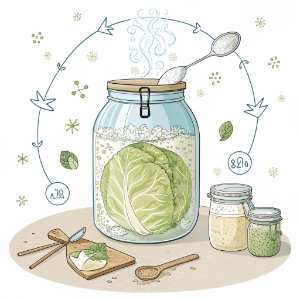 illustrated cabbage in a jar