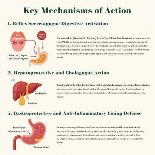 Reflex Secretagogue Digestive action, Hepatoprotective & Cholagogue Action, Gastroprotective & Anti-Inflammatory Lining Defense