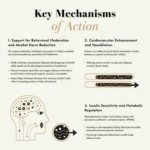 Cardiovascular Enhancement & Vasodilation, Antioxidant, Cellular Health, Metabolic and Energy Optimization, Brain Health, Insulin Sensitivity, Behavioral Moderation and Alcohol Reduction 