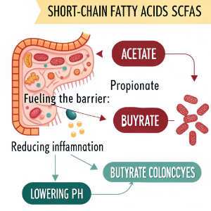 short chain fatty acids cycle intestines ans bacterial illustration