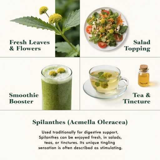 Fresh Leave and Flowers (Salads/Soups), Dried Herb Powder (Health Drinks), Liquid Extract & Tinctures, Infused Tea 