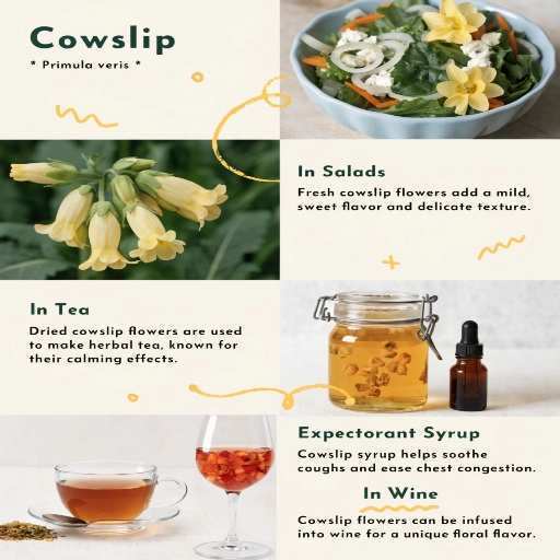 Dried Flowers for Tea, Dried Roots in Syrup, Fresh Leaves in salads, Flowers for wine