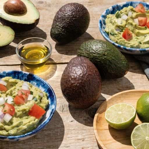 avocado oil, fruit and guacamole