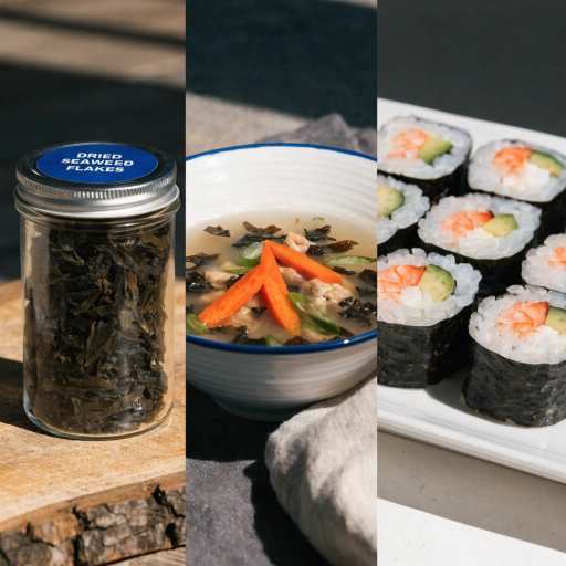 dried seaweed, soup, sushi and beauty products