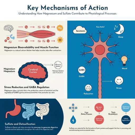 magnesium bioavailability and muscle function, sulfate detox, stress reduction, GABA