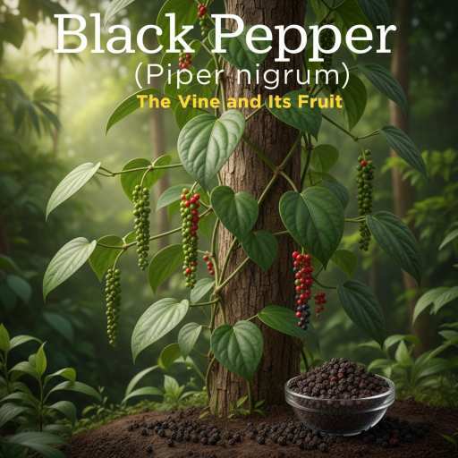 pepper tree, pepper leaves and pepper corns