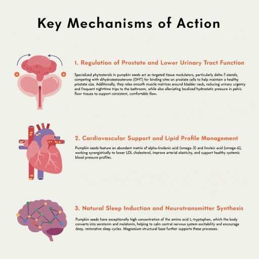 Regulation of Prostate & Lower Urinary Tract Function, Cardiovascular Support & Lipid Profile Management, Natural Sleep Reduction & Neurotransmitter Synthesis