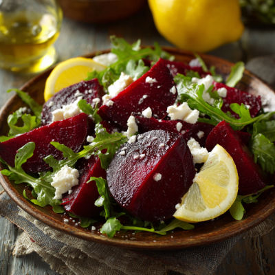 Beetroot Rocket Salad with Lemon Dressing