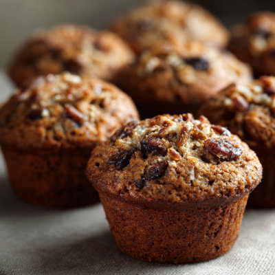 Freshly baked bran muffins.