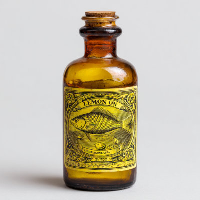 A spoon with cod liver oil.