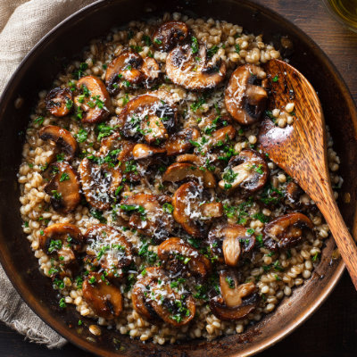 A creamy mushroom risotto.