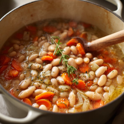 A bowl of navy beans.