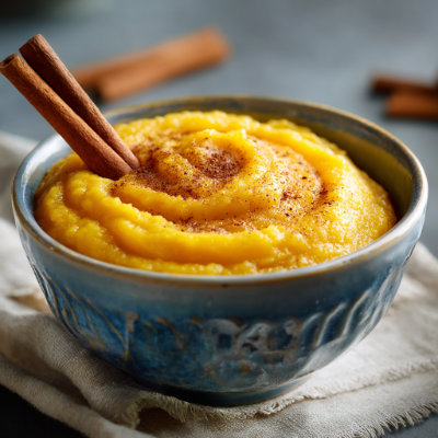 A bowl of pumpkin puree.
