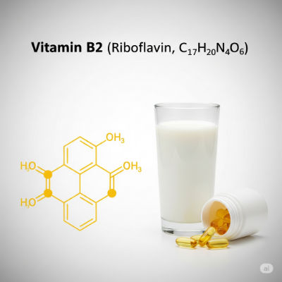 Vitamin B2 molecule with dairy and eggs