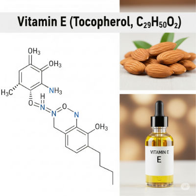 Vitamin E molecule with nuts and seeds