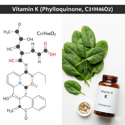 Vitamin K molecule with leafy greens