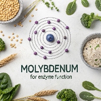 Molybdenum atom with legumes and grains