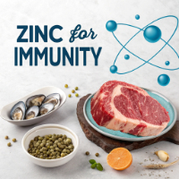 Zinc atom with meat and shellfish